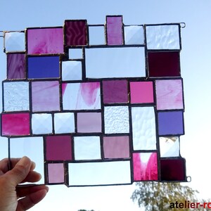 Suncatcher with facet cut pink purple bordeaux Tiffany discreet window picture image 4