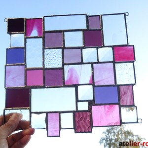 Suncatcher with facet cut pink purple bordeaux Tiffany discreet window picture image 2