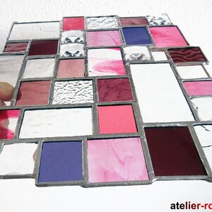 Suncatcher with facet cut pink purple bordeaux Tiffany discreet window picture image 7