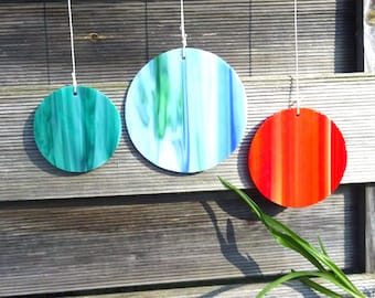 Tiffany pendant 3 different sizes home decoration garden decoration round colored glass discs for mobile glass decoration