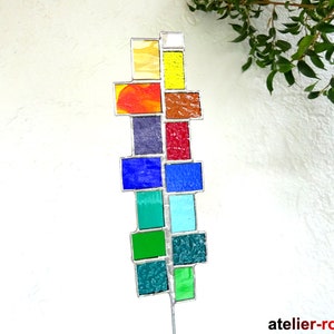 Pot stake garden stake Tiffany unique glass frost-proof rainbow flower stake plant stake garden decoration image 2