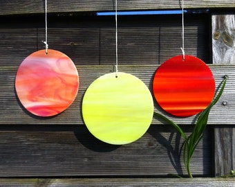Tiffany pendant 3 different sizes home decoration garden decoration round colored glass panes for mobile glass decoration