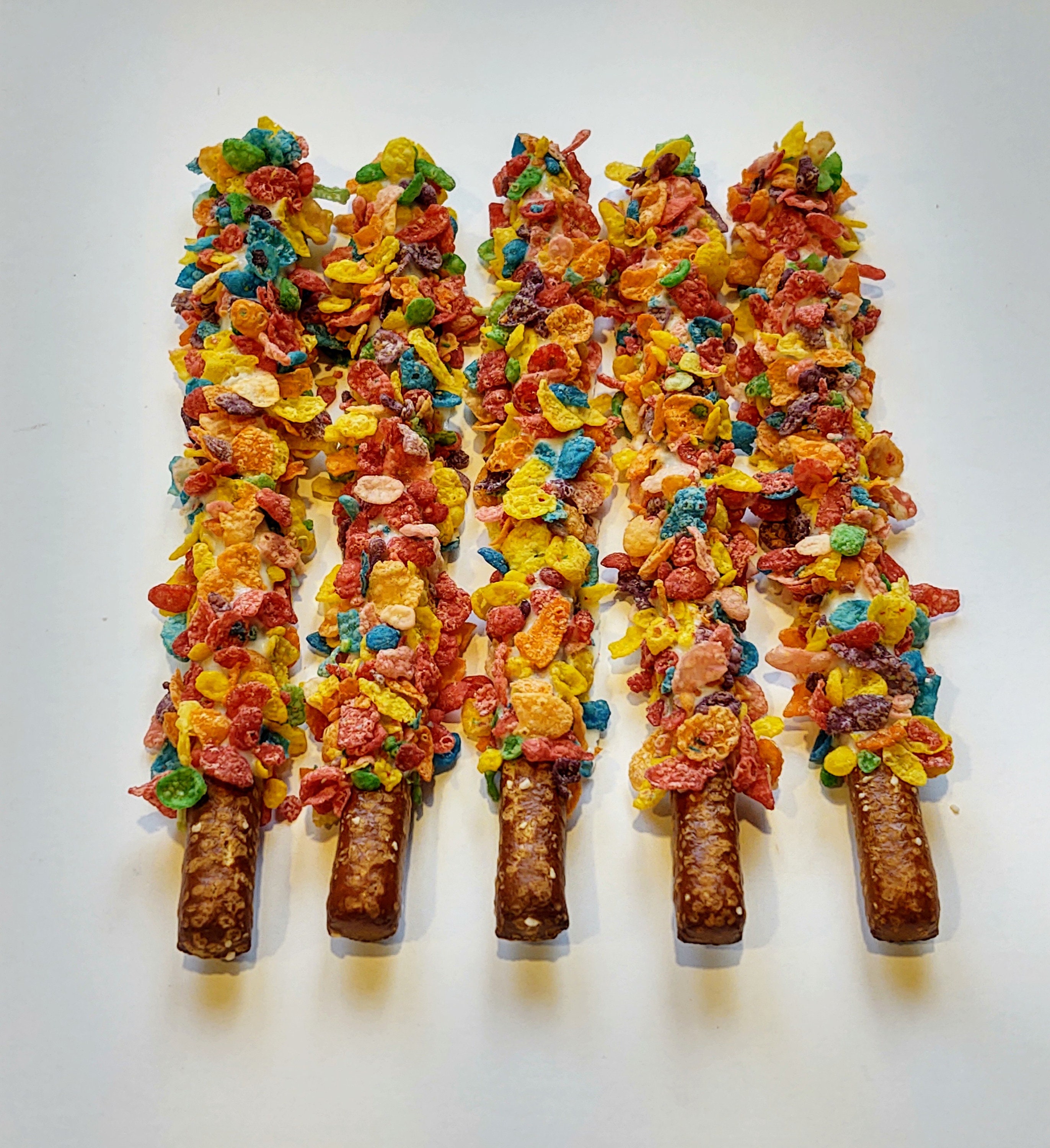 Gourmet Chocolate Dipped Pretzel Rods W/Fruity Pebbles Etsy