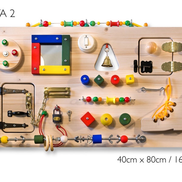 Busy Board, Activity Board, Sensory Board, Montessori educational Toy, Wooden Toy, Fine motor skills board for toddlers & babies