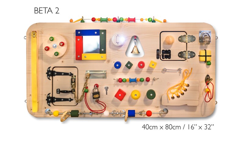 Busy Board EXTRA PLUS, Activity Board, Sensory Board, Montessori Toy, Wooden Toy, Fine motor skills board for toddlers & babies image 1