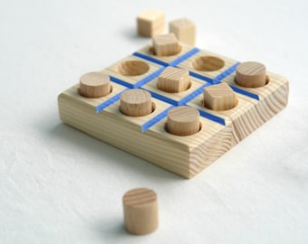 Wood Tic Tac Toe, Classic Board Game, Handmade Wooden Game, Travel Board Game, Family Game