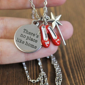 There&#39;s no place like home - Wizard of Oz inspired - Ruby Slippers - Ruby Red Jewerly - Good witch necklace - Wizard of Oz jewelry