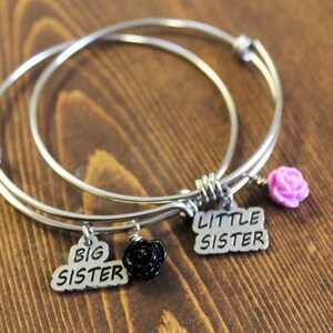 Big Sister - Little Sister jewelry - Matching sisters - Sister bracelets - Silver jewelry - Big & little - Best friends - Sister gift