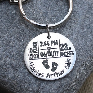 New Mom Keychain | New Mom Gift | Baby Arrival Keychain | New Baby Keychain | Baby Stats Gifts | New Mom Gift | First Time Mom Gift | Baby