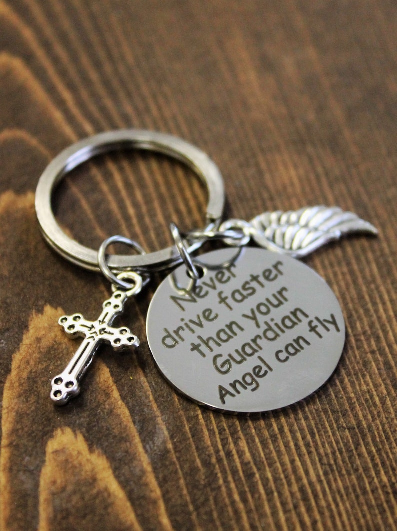 Guardian Angels New Driver Gift Safe Driving Religious Key Chain Cross