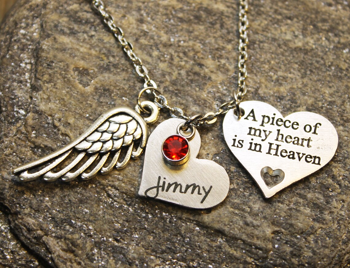 A Piece of My Heart is in Heaven Memorial Jewelry Personalized Necklace