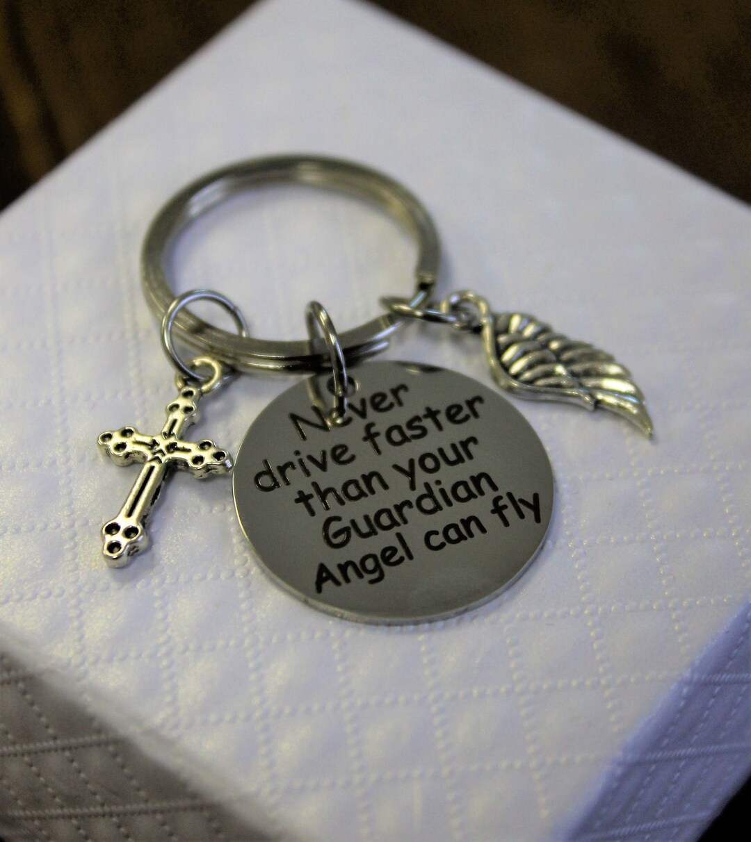 Guardian Angels New Driver Gift Safe Driving Religious Key Chain Cross