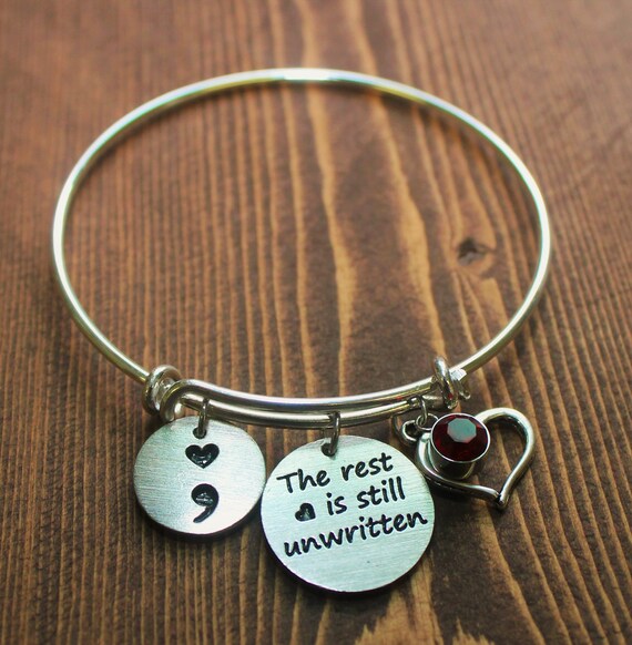 The Rest is Still Unwritten Semicolon Jewelry Semicolon Bracelet