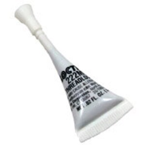 Puede incluir: Un pequeño tubo blanco de adhesivo fijador de roscas Loctite 222MS. El tubo tiene forma cónica con una boquilla blanca y un tapón de rosca. La etiqueta incluye el logotipo de Loctite e información del producto. El tubo contiene 0,6 ml de adhesivo.