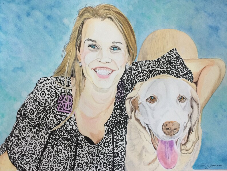 You and Your Pet Custom Portrait Dog and Owner Art Dog Art Etsy