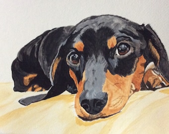 Dachshund Print Black and Tan Doxie Artwork