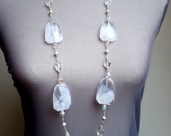 Collier été perles transparentes et cristal