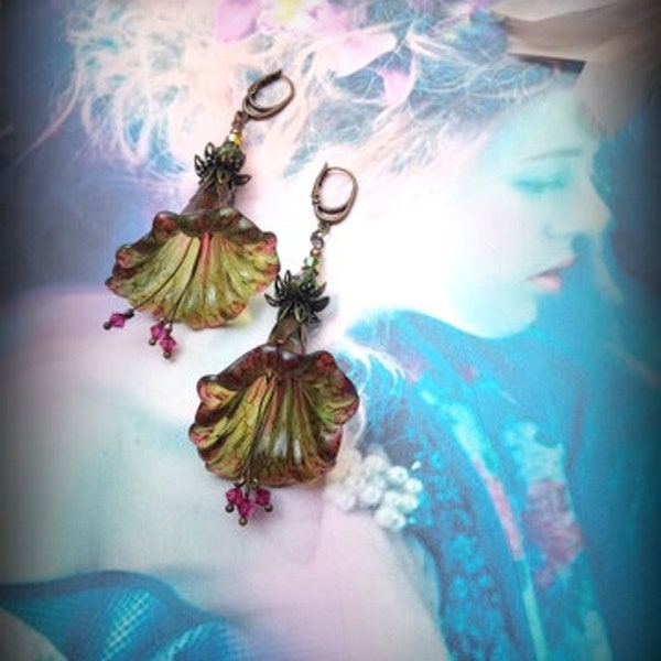 Boucles Oreilles, Fée, Sirène, Art Nouveau , Bohème,Hippy chic