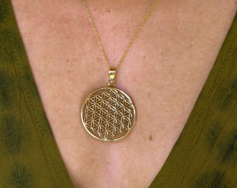 Collana Fiore Della Vita - Ciondolo Geometria Sacra In Acciaio Inox - Gioiello Reiki E Guarigione Spirituale