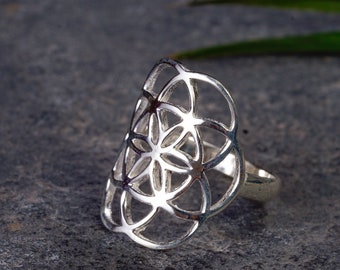 Ring ~ SEED OF LIFE ~ 925 Sterling Silver ~ Spiritual Ring