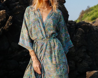 Kimono long ~ ZAYA ~ Robe de chambre ~ Peignoir ~ Vêtements de sauna légers ~ Kimono de plage ~ Loungewear