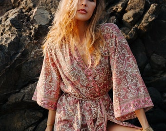 Langer Kimono ~ SOPHIA - Leichte Saunabekleidung ~ Morgenmantel ~ Loungewear ~ Strandoutfit Kimono