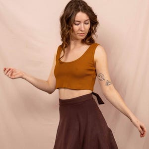Cropped Top TILDA OCKER ~ Feinripp Sommer Basic ~ Gerippte Baumwolle ~ Bauchfreies Tank Top ~ Bra Top Minimal ~ Kurzes Damen Unterhemd