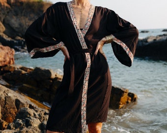 Kimono ~ BALI ~ Robe de chambre 100% coton ~ vêtements de sauna ~ tenue de plage ~ vêtements de plage ~ kimono loungewear