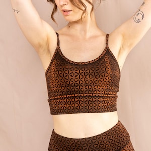 Yoga Top ~ Blume des Lebens in Rost-Rot ~ Sport Top ~ Bauchfreies Sportoberteil ~ Enges Tank Top mit Trägern ~ Yoga Top