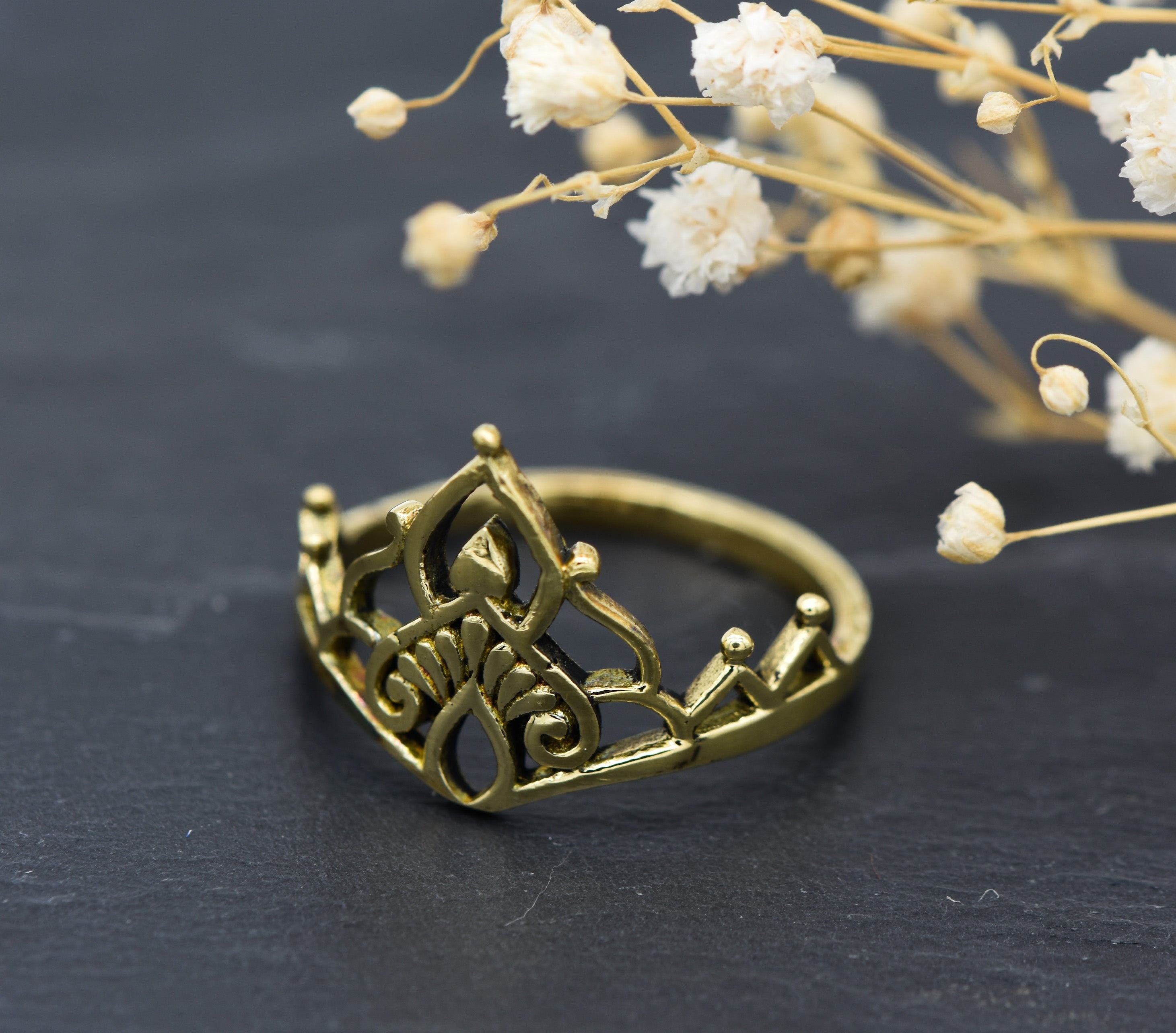 Ring Crown Tiara | Princess Ring | Brass | Boho Jewelry - Etsy