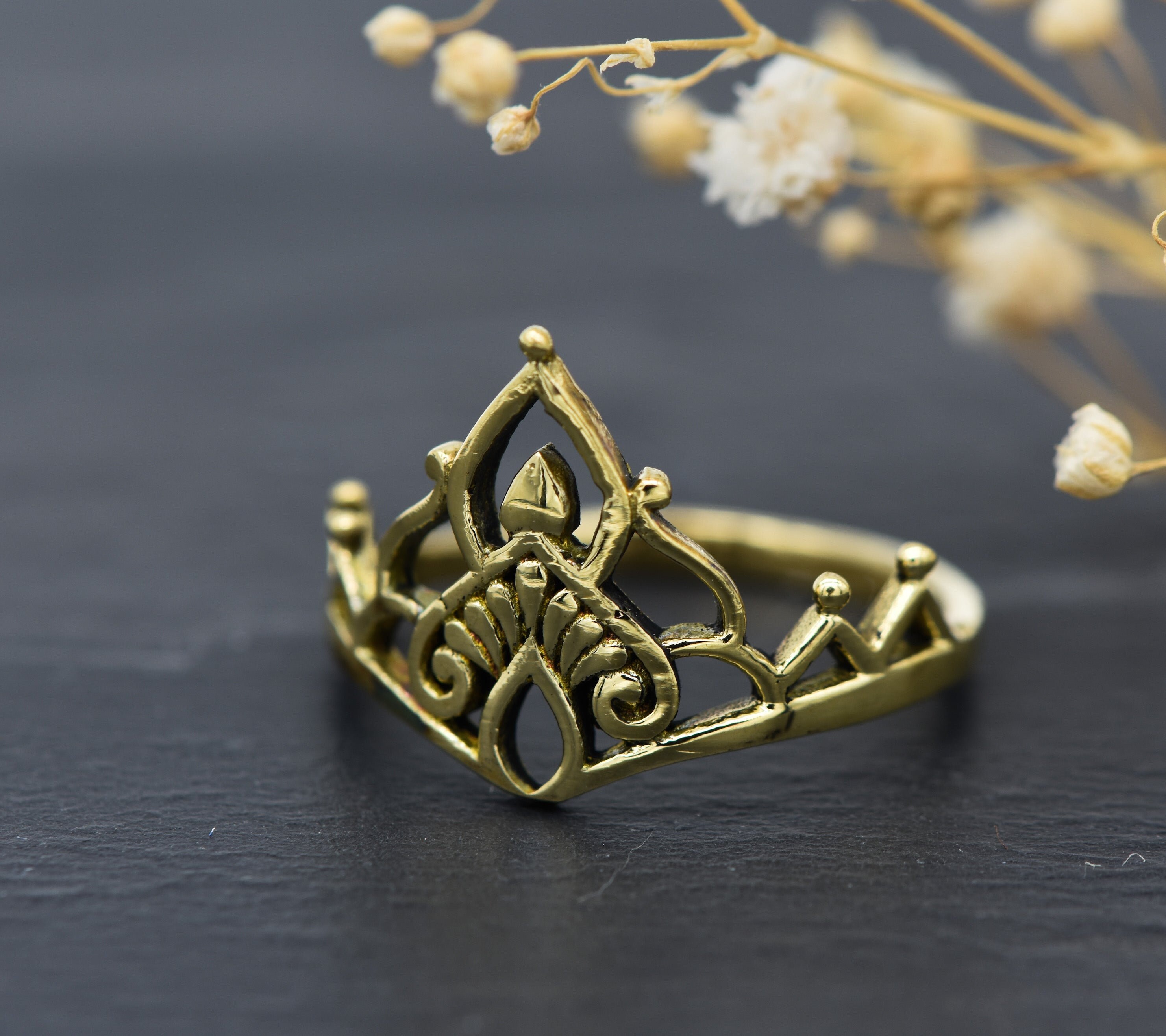 Ring Crown Tiara | Princess Ring | Brass | Boho Jewelry - Etsy