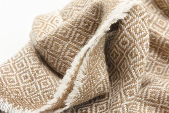 Decke aus 100% Kaschmir ~ DIAMOND BEIGE ~ Warme & Flauschige Decke ~ Cashmere ~ Große Kaschmirdecke ~ Wickeldecke aus Kaschmirwolle