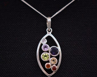 Chakra amulet in leaf shape | Chain | 925 Sterling Silver