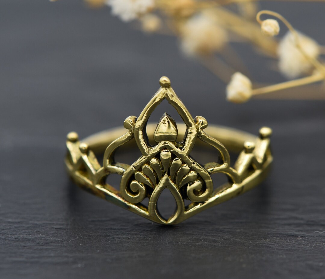Ring Crown Tiara | Princess Ring | Brass | Boho Jewelry - Etsy