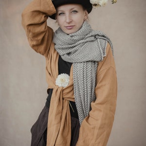 Schal aus reinem Kaschmir ~ FIJI I 70x210 cm | Grau Weiß | Cashmere | Kaschmirschal | 100% Kaschmirwolle | Weich, Warm & Flauschig