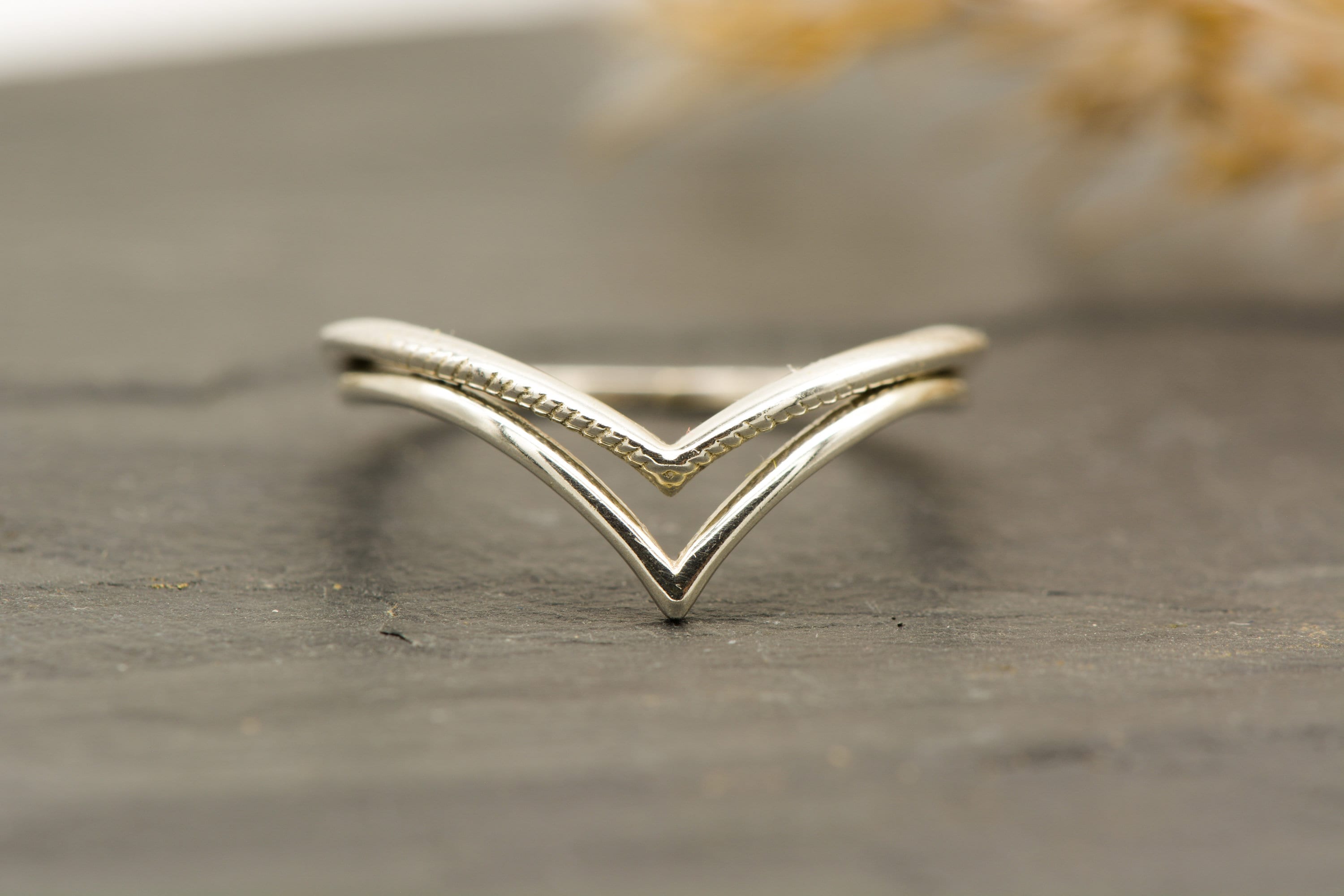 Ring twin Diadem Ring of Femininity Chevron Silver Ring 925 Sterling Silver  