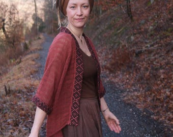 Mesh Cardigan ROST ~ Mesh Cardigan in roestbruin ~ Boho mesh vest ~ Korte hippie kimono ~ Open jasje ~ Vintage tribal kaftan