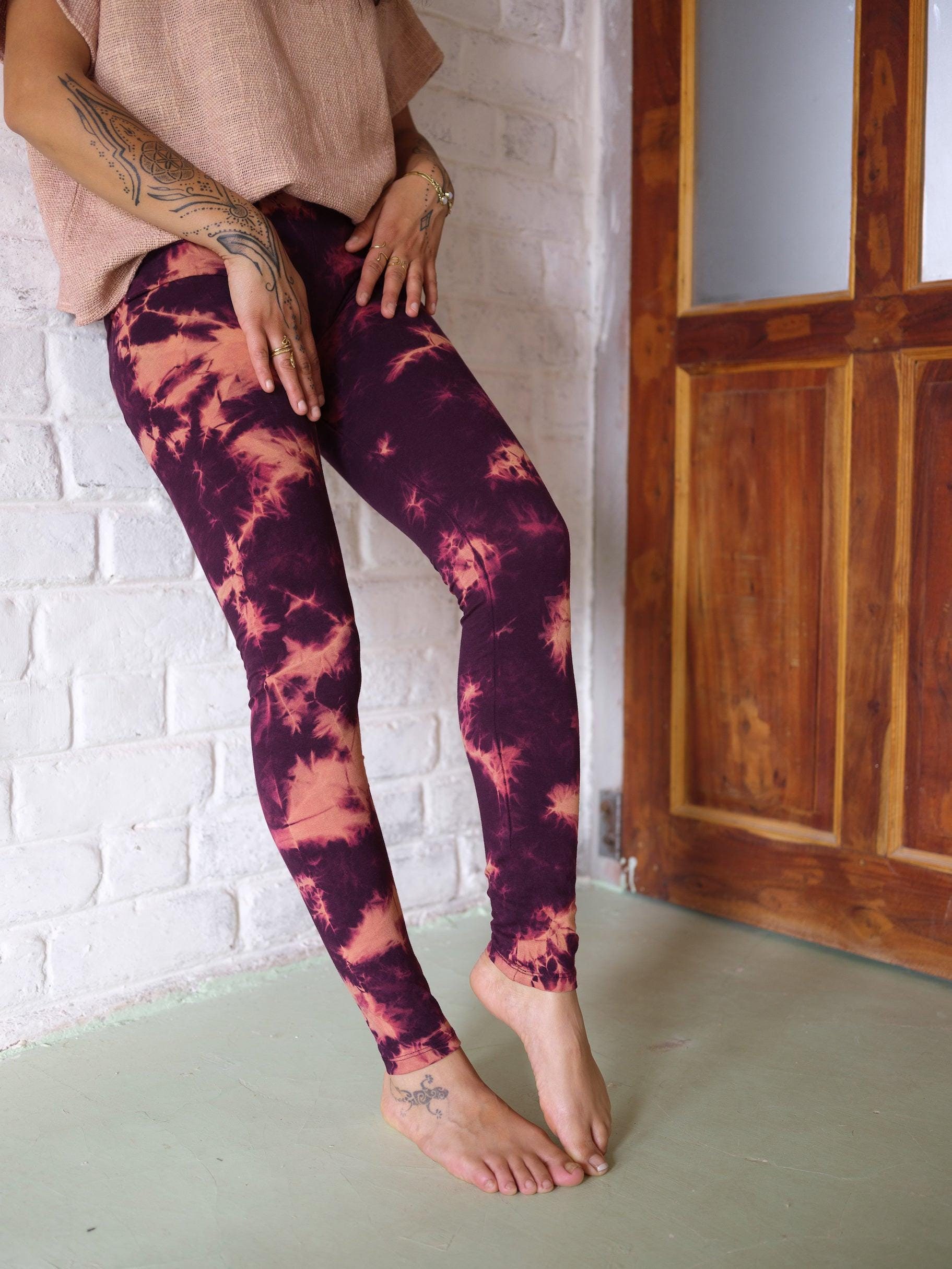 Batik Leggings ~ PURPLE ~ Cotton Leggings ~ Yoga Fashion ~ Purple Tie-Dye