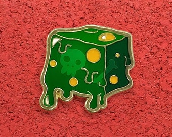 Grüne Gelatine Würfel, transluzente harte Emaille Messing Anstecknadel