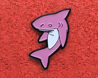 Pink Sharky, Soft Enamel Brass Lapel Pin