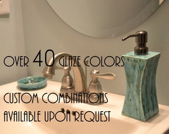 Curved Hourglass Medium Ceramic Soap Lotion Dispenser Made to order Handmade Refillable Custom Glazing