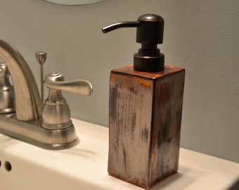 Small Ceramic Soap Lotion Dispenser Handmade Refillable Copper Metallic (copper adventurine)