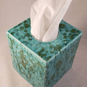 Square Tissue Box Cover Made to order Handmade Ceramics Pottery (many colors available)