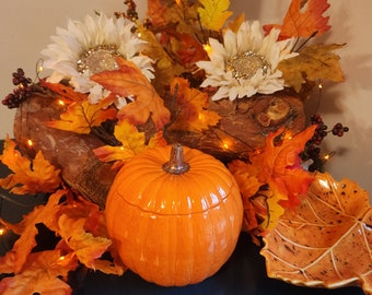 Ceramic Pumpkin Container Candy Cookie Jar with Lid