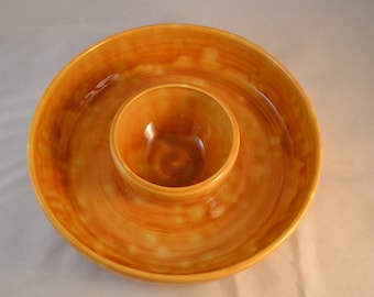 9-10 Inch Chip and Dip Plate Tray Appetizer Bowl Serving Handmade Ceramic Pottery (many colors available) Made to order