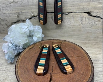 Rosewood and Recycled Skateboard  Earrings