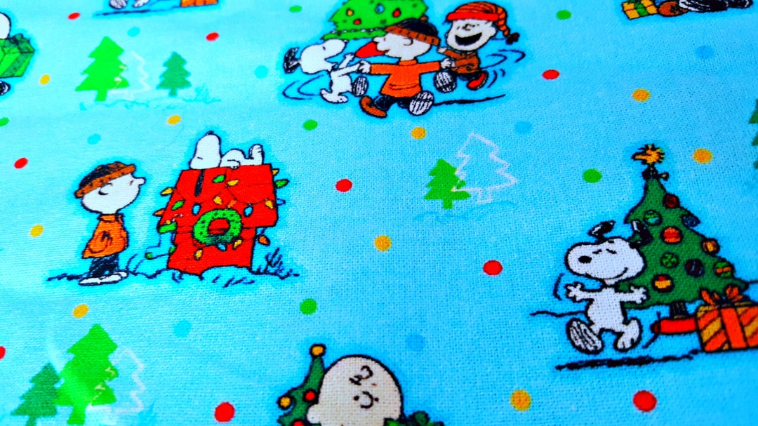 Peanuts Christmas Fabric, 100 Cotton Peanuts Inspired Fabric Yards 1/2