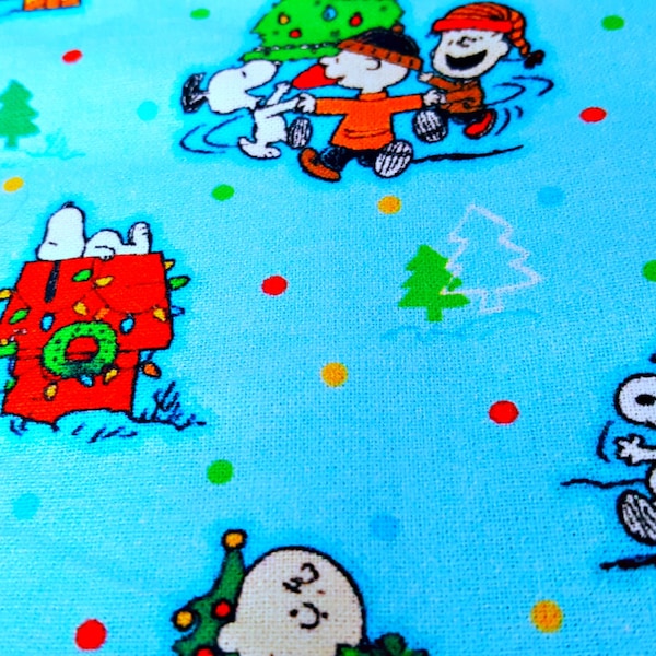 Peanuts Christmas Fabric, 100% Cotton Peanuts Inspired Fabric Yards 1/2 Yards Fat Quarters