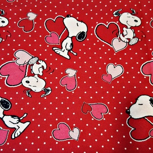 SNOOPY LOVE Inspired 100% Cotton Fabric, Fat Quarters, 1/2 Yards