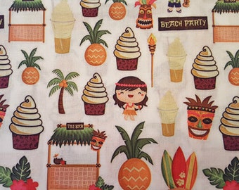Tiki and Dolewhips Inspired fabric | 18" x 21" / 18" x 18"/1/2 Yard & 1+ Yards Custom Order | Make Ears, Bows, T-Shirt Pockets and more!